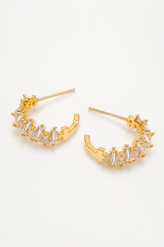 TAPERED BAGUETTE CZ HOOPS