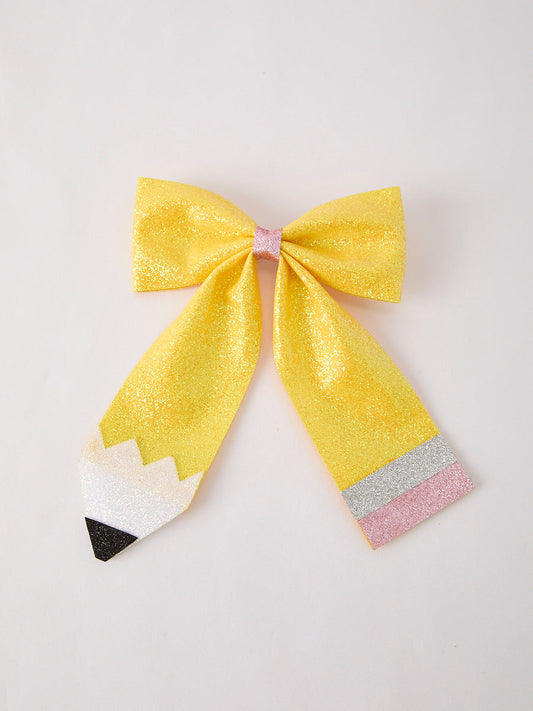Glitter Pencil Bow Hairpin