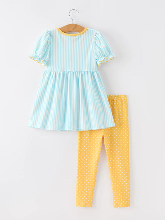 Girls Back To School Pencil Applique Top Leggings Set