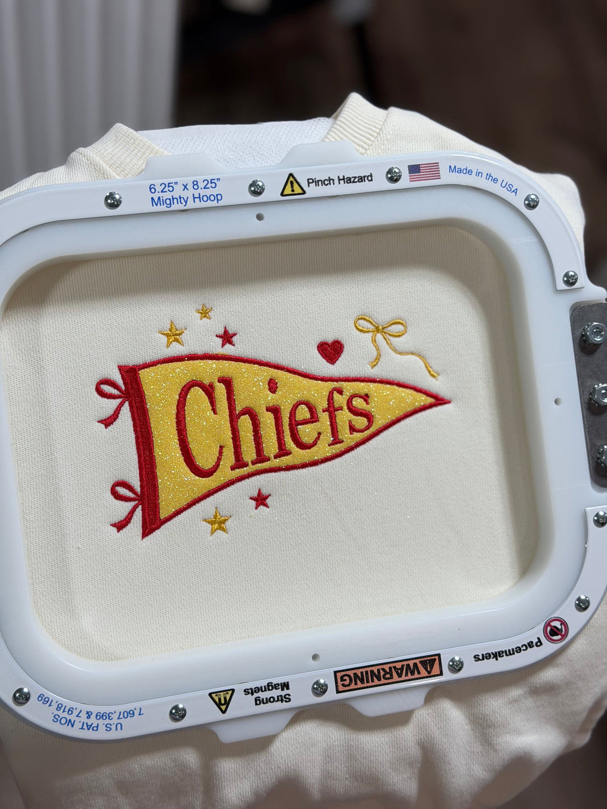 Chiefs Pennant Glitter Appliqué Long Sleeve Bubble