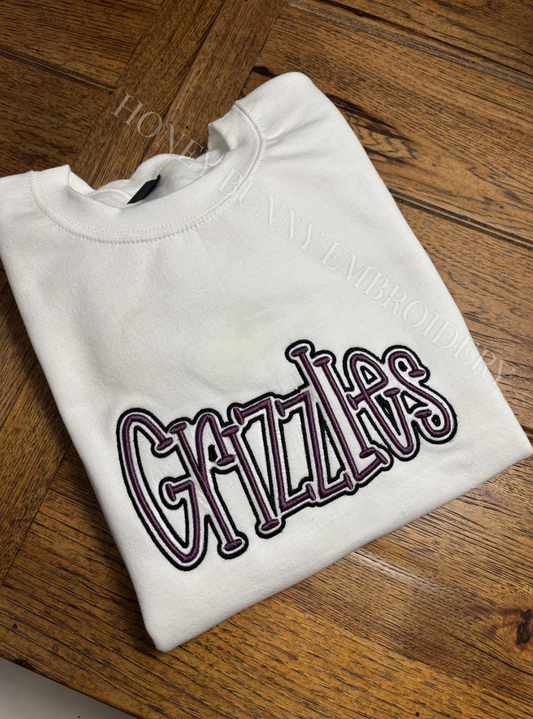 Grizzlies Team Mascot School 3D Puff Outline