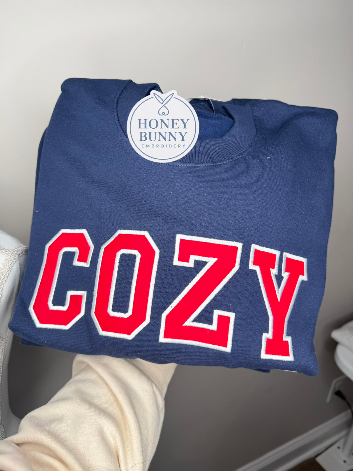 Cozy Red Applique Crew