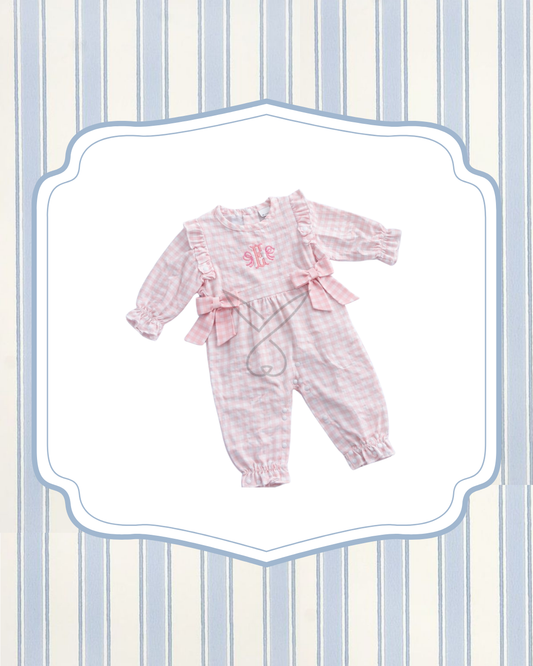 Darling Gingham Bow Personalized Romper
