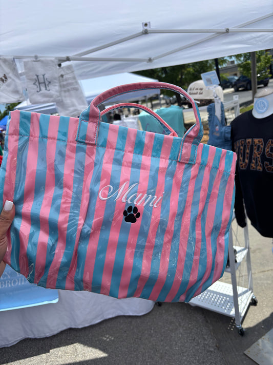 Waterproof Striped Tote