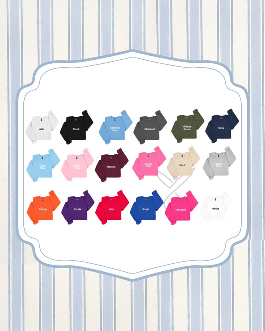 Color swatch chart with various color names on a striped background