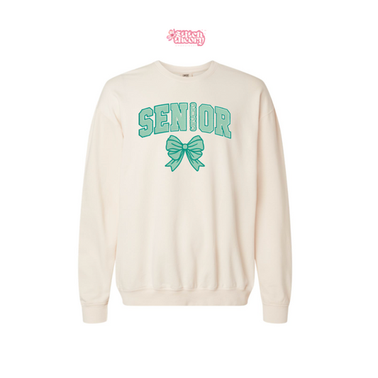 Ivory Senior Bow Lightweight Embroidered Crewneck