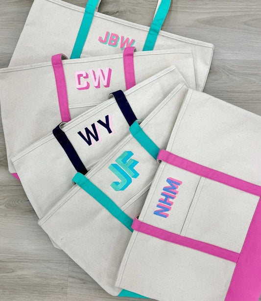 Custom Shadow Block Monogram Tote – Pick Your Colors