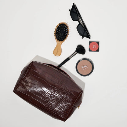 Brown Croc Pouch Live Embroidery