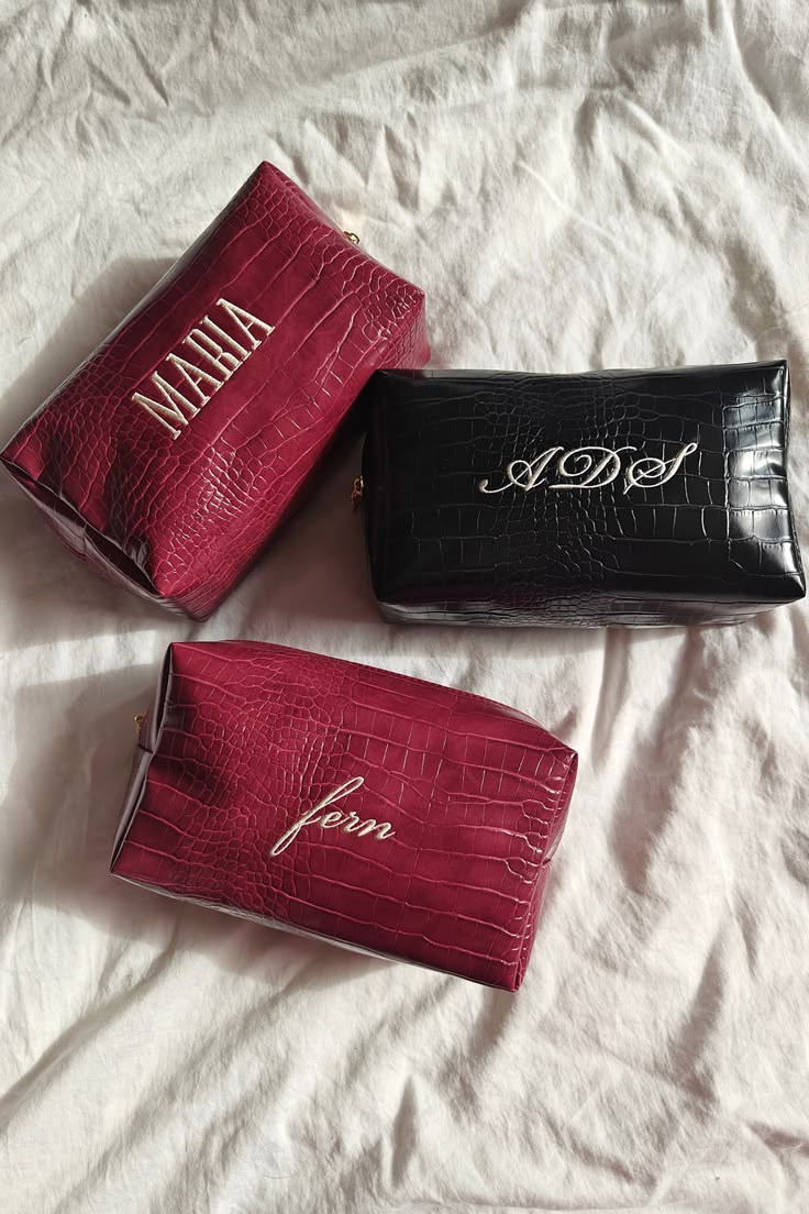 Black Croc Pouch Live Embroidery