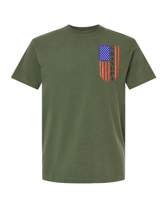 Patriotic “Grandpa” American Flag Embroidered T-Shirt
