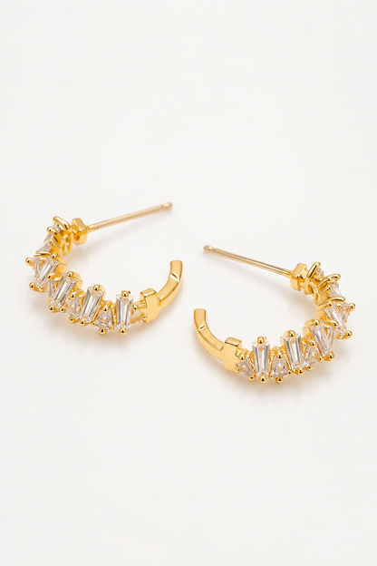 TAPERED BAGUETTE CZ HOOPS