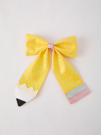 Glitter Pencil Bow Hairpin