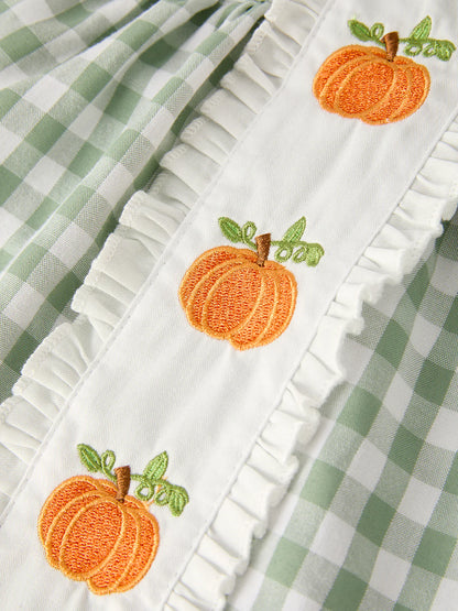 Sage Pumpkin Gingham Bloomer Set