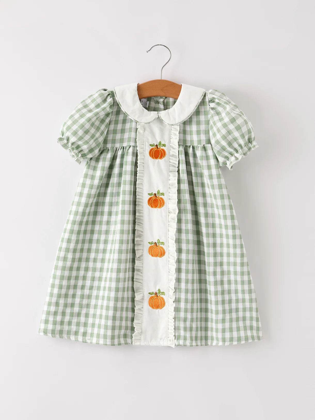 Sage Gingham Pumpkin Dress