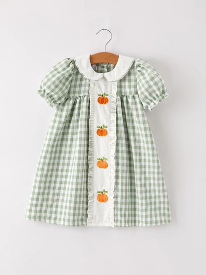 Sage Gingham Pumpkin Dress