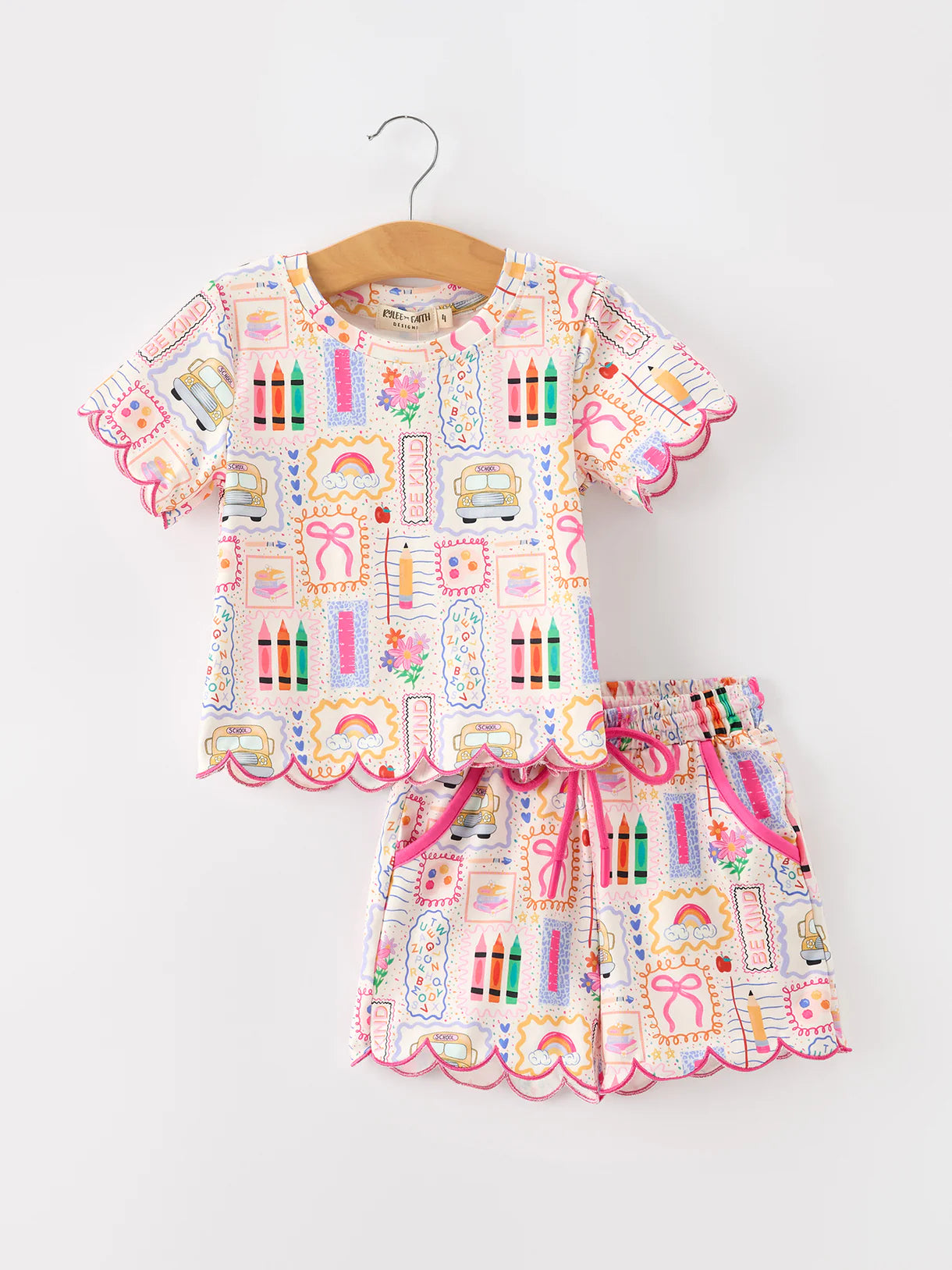 Back to School Icons Girls Scallop Hem Set