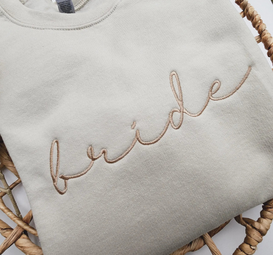 Bridal script pullover new wife wedding gift