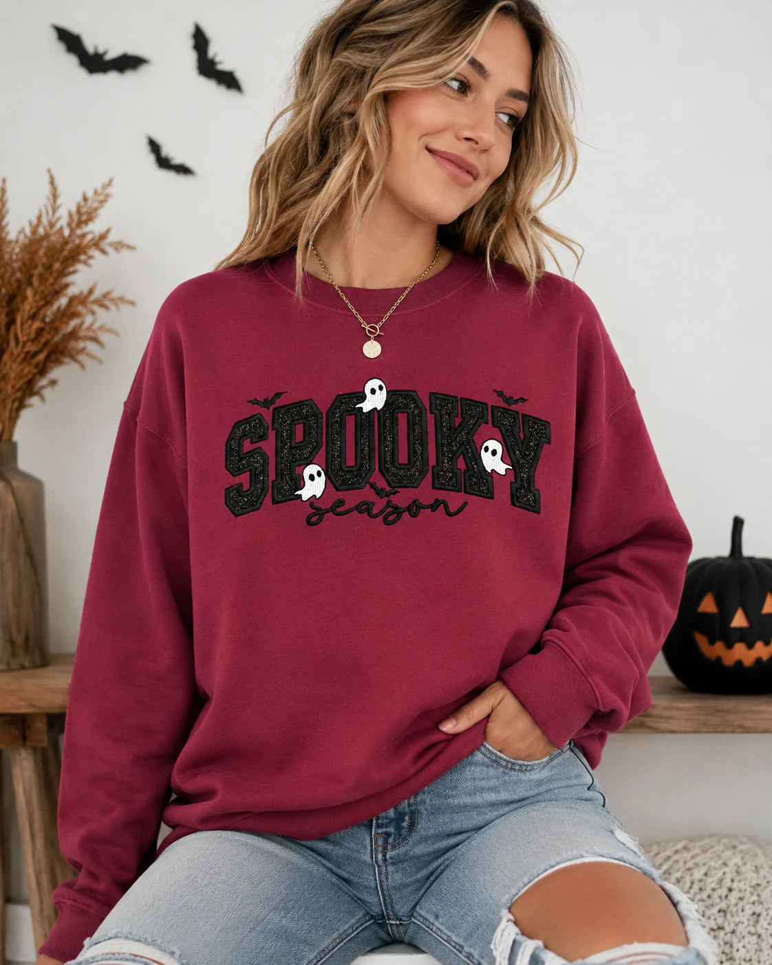 Spooky Season Glitter Appliqué Crewneck