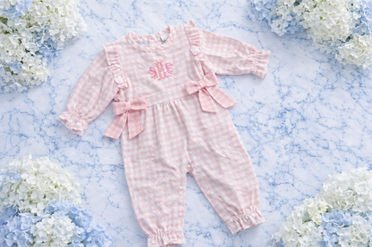 Darling Gingham Bow Personalized Romper