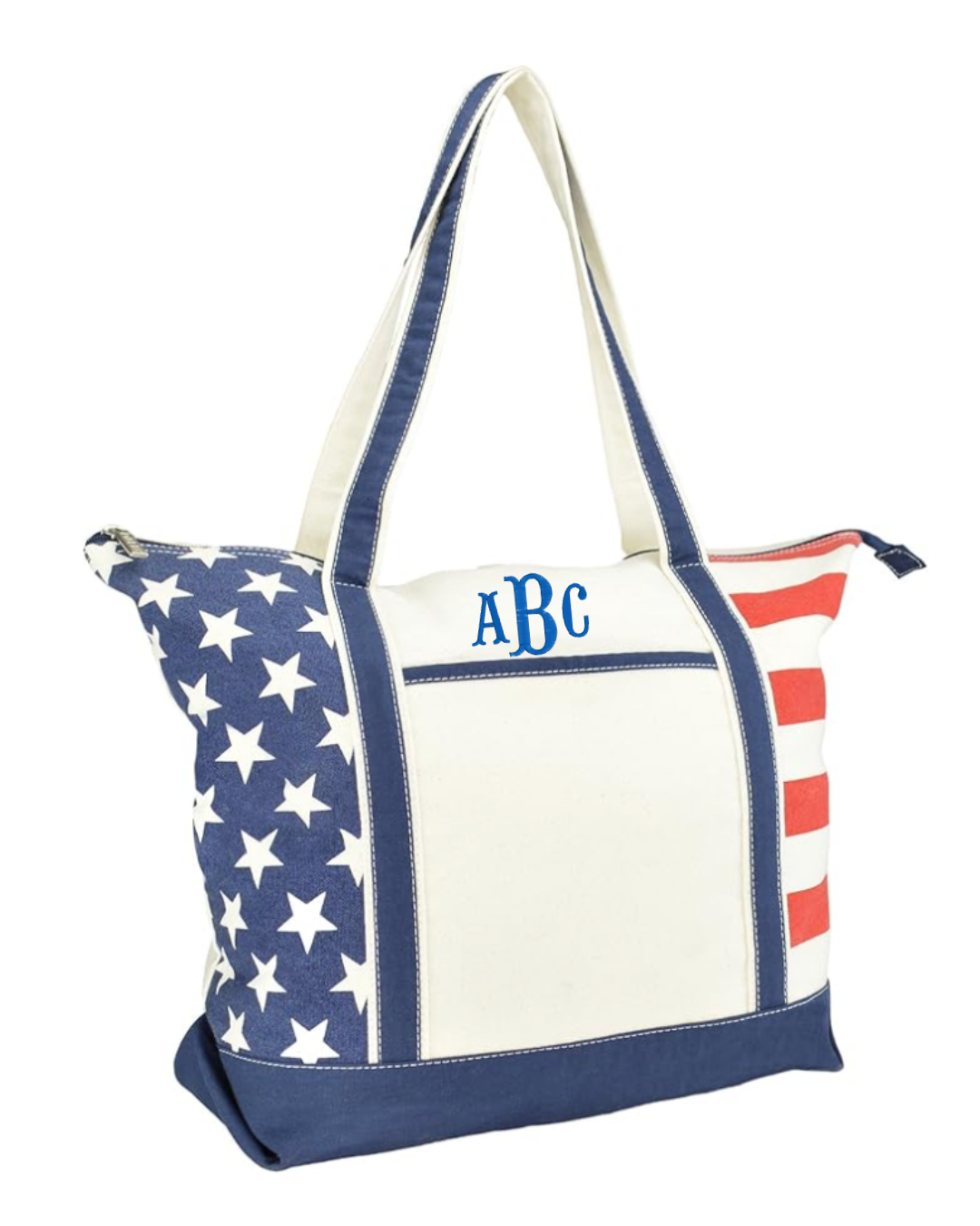 Stars & Stitches Tote - Embroidered American Flag Canvas Tote