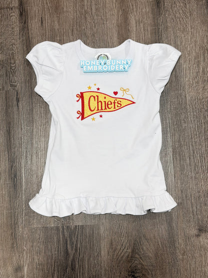 Chiefs Glitter Pennant Girls Ruffle Tee
