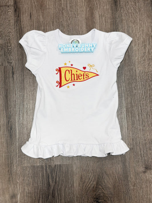 Chiefs Glitter Pennant Girls Ruffle Tee
