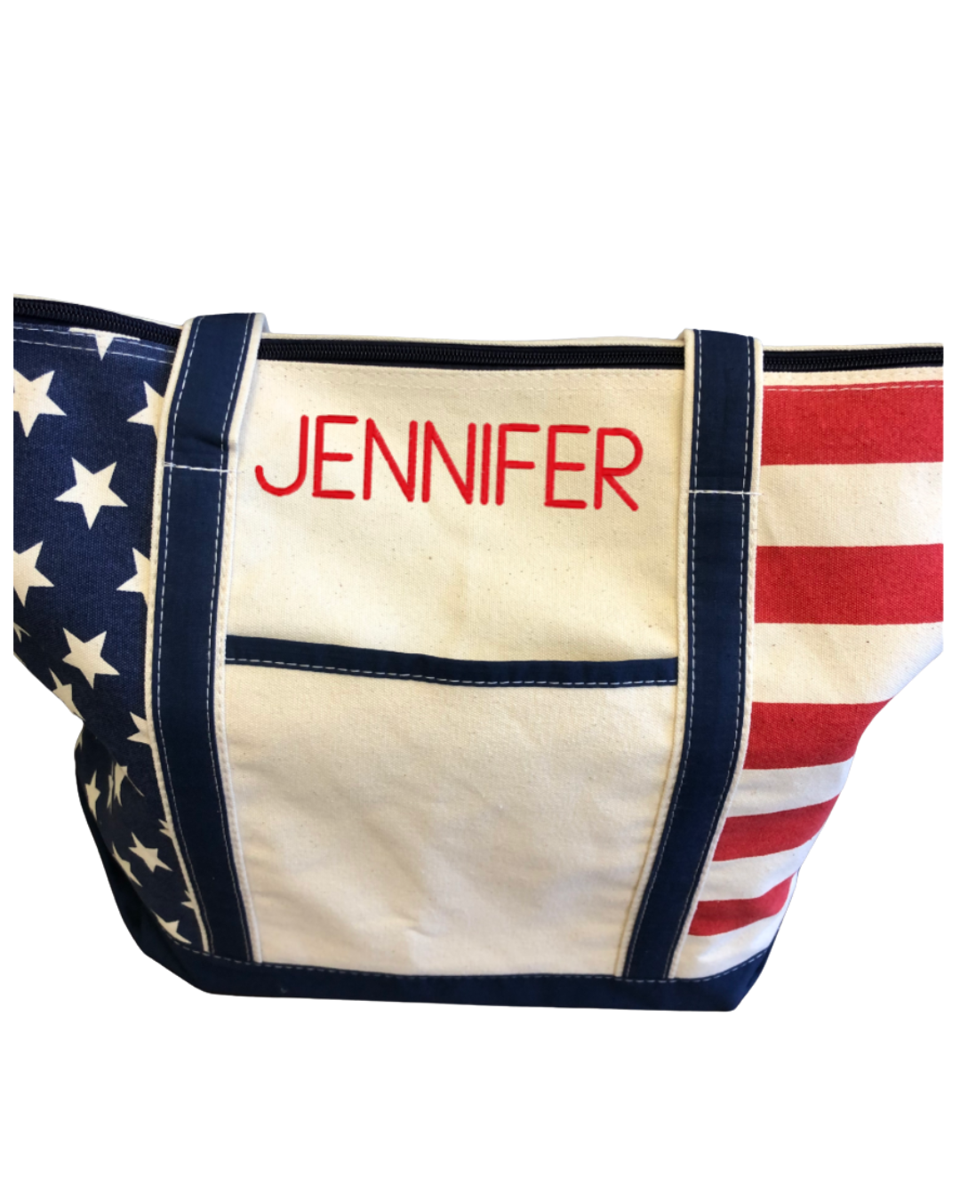 Stars & Stitches Tote - Embroidered American Flag Canvas Tote