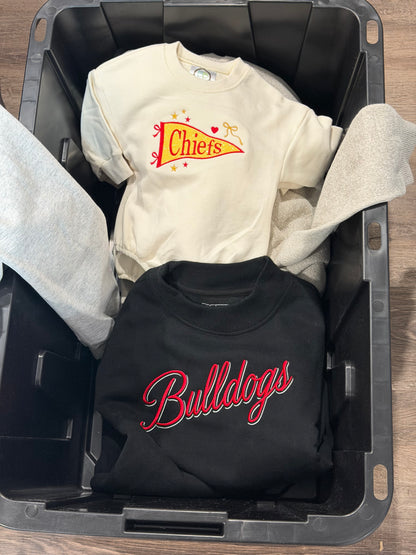 Chiefs Pennant Glitter Appliqué Long Sleeve Bubble