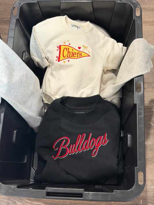 Chiefs Pennant Glitter Appliqué Long Sleeve Bubble