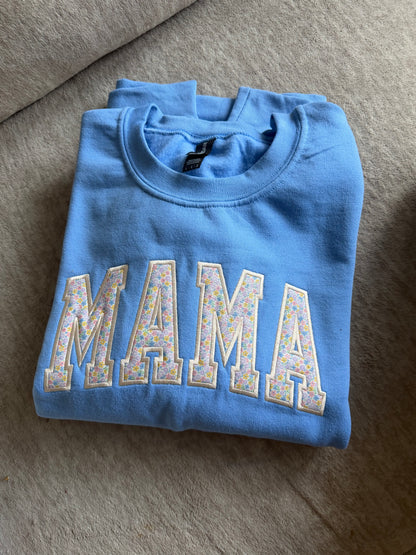 Mama Floral Appliqué Crewneck