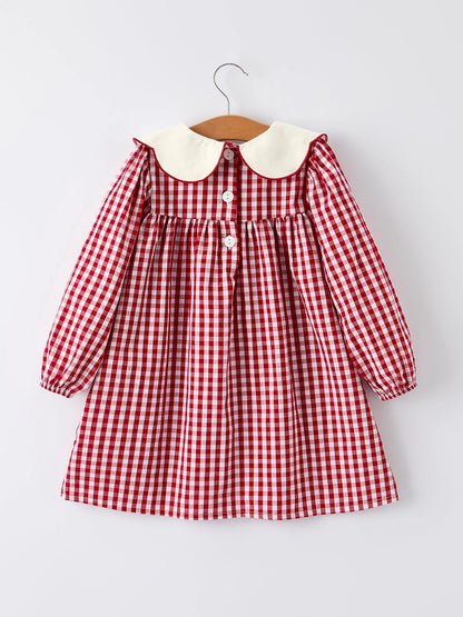 Gingham Christmas Tree Collar Dress