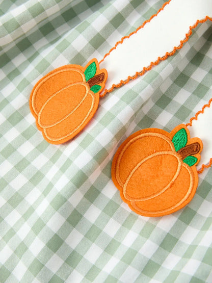 *PREORDER* Sage Gingham Pumpkin Bow Dress