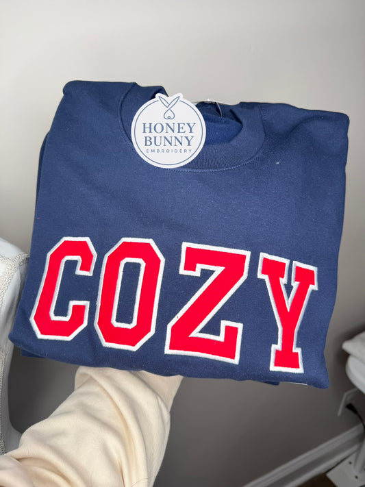 Cozy Red Applique Crew