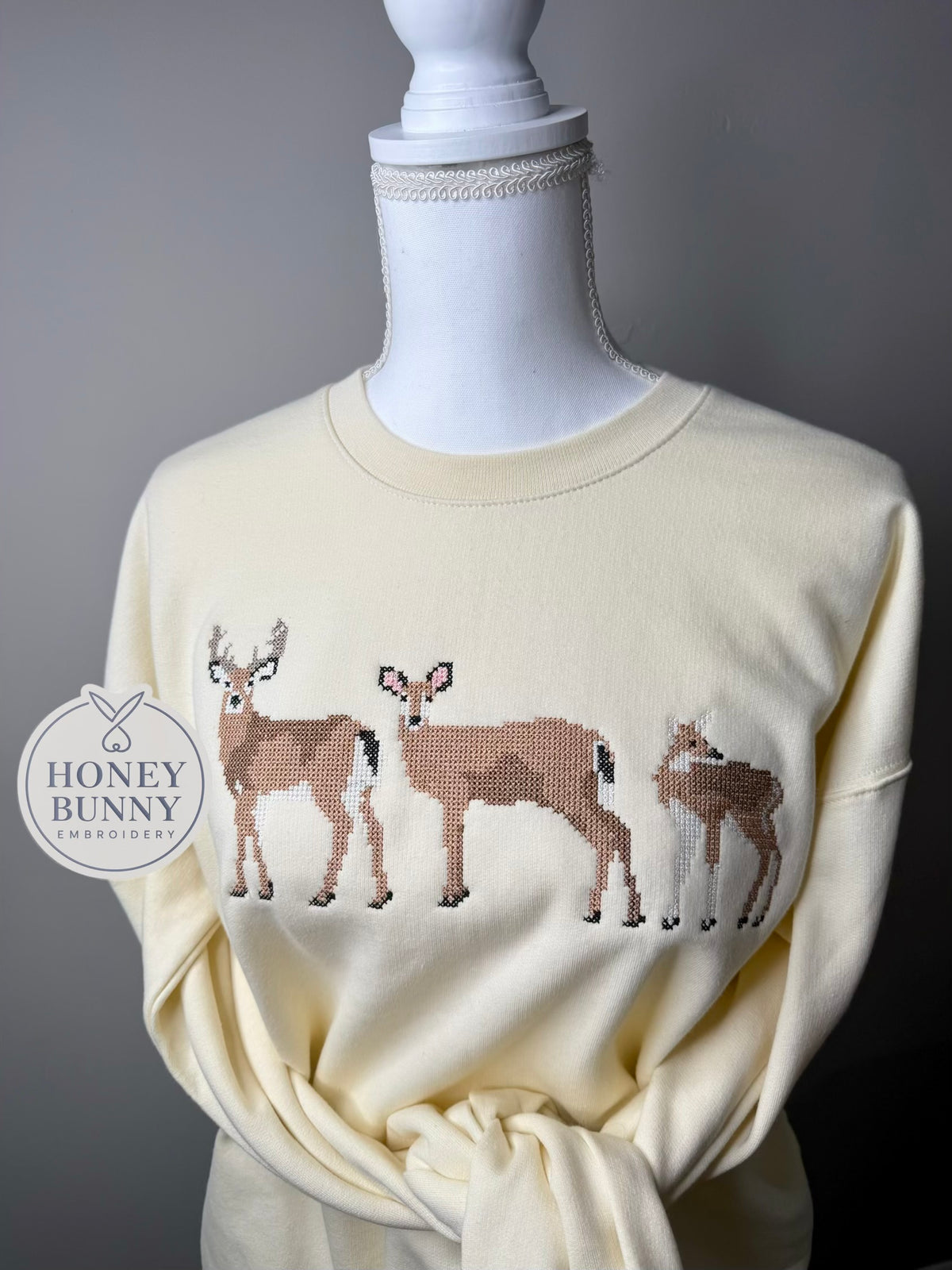 Cross Stitch Deer Trio