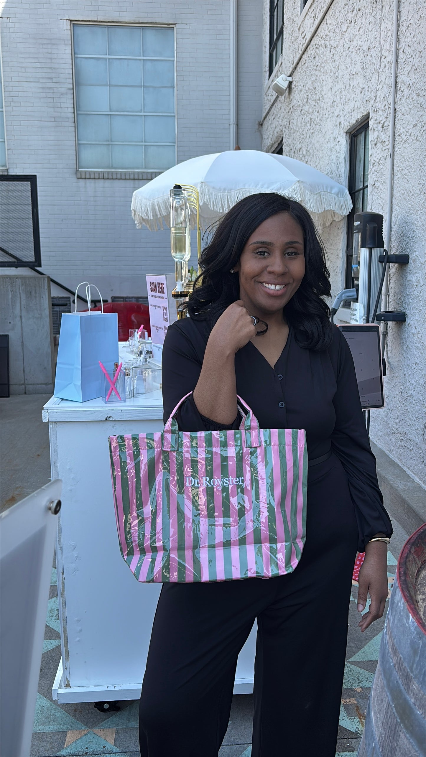 Waterproof Striped Tote