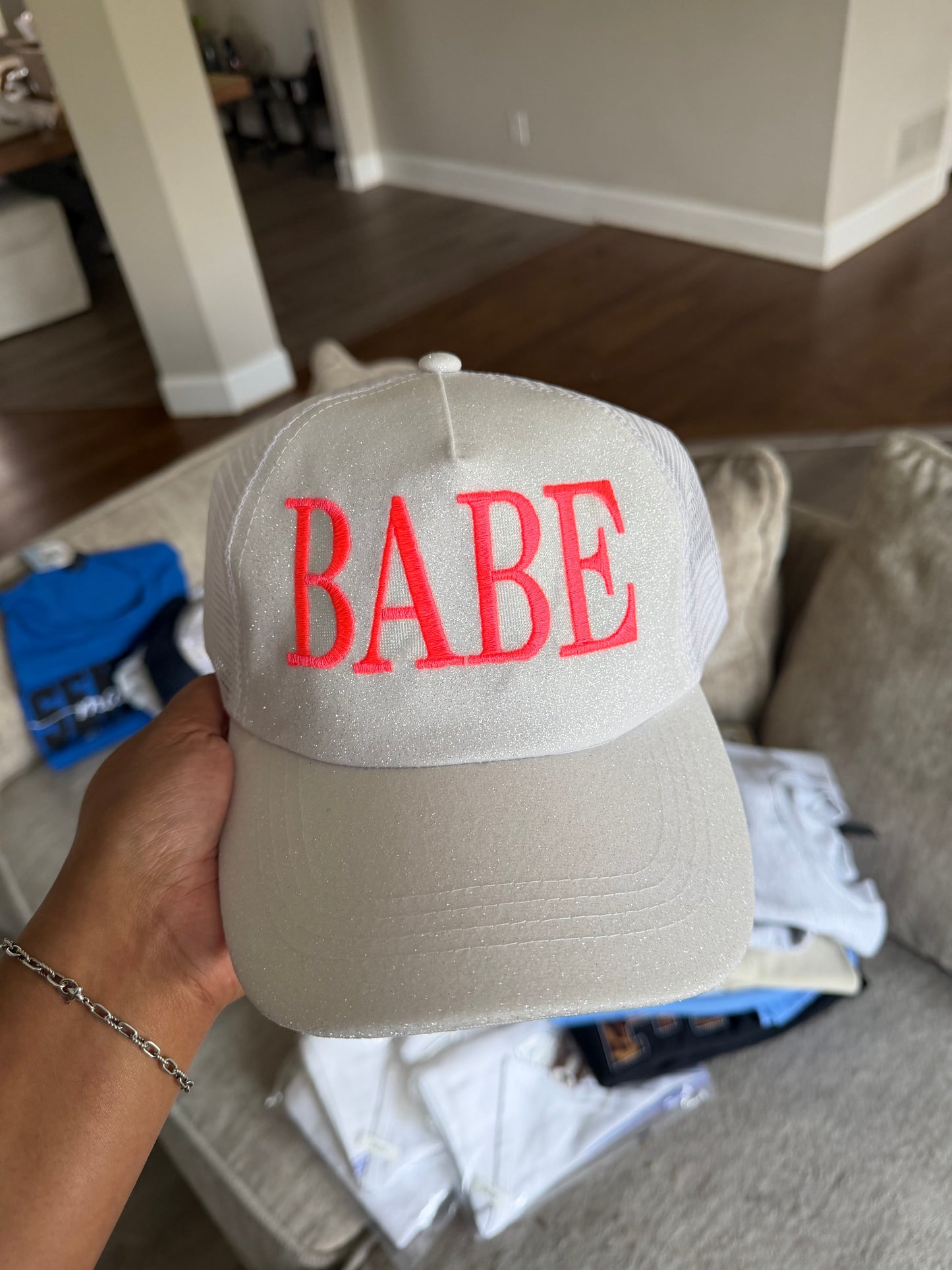 RTS Babe Neon thread glitter cap mesh back