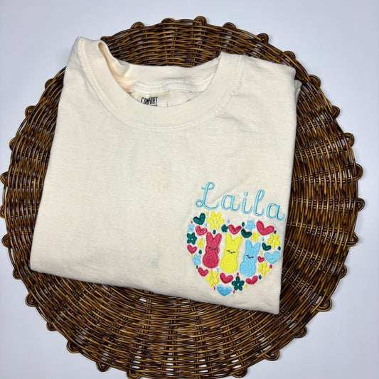 Easter Peeps Adult Embroidered Personalized T Shirt