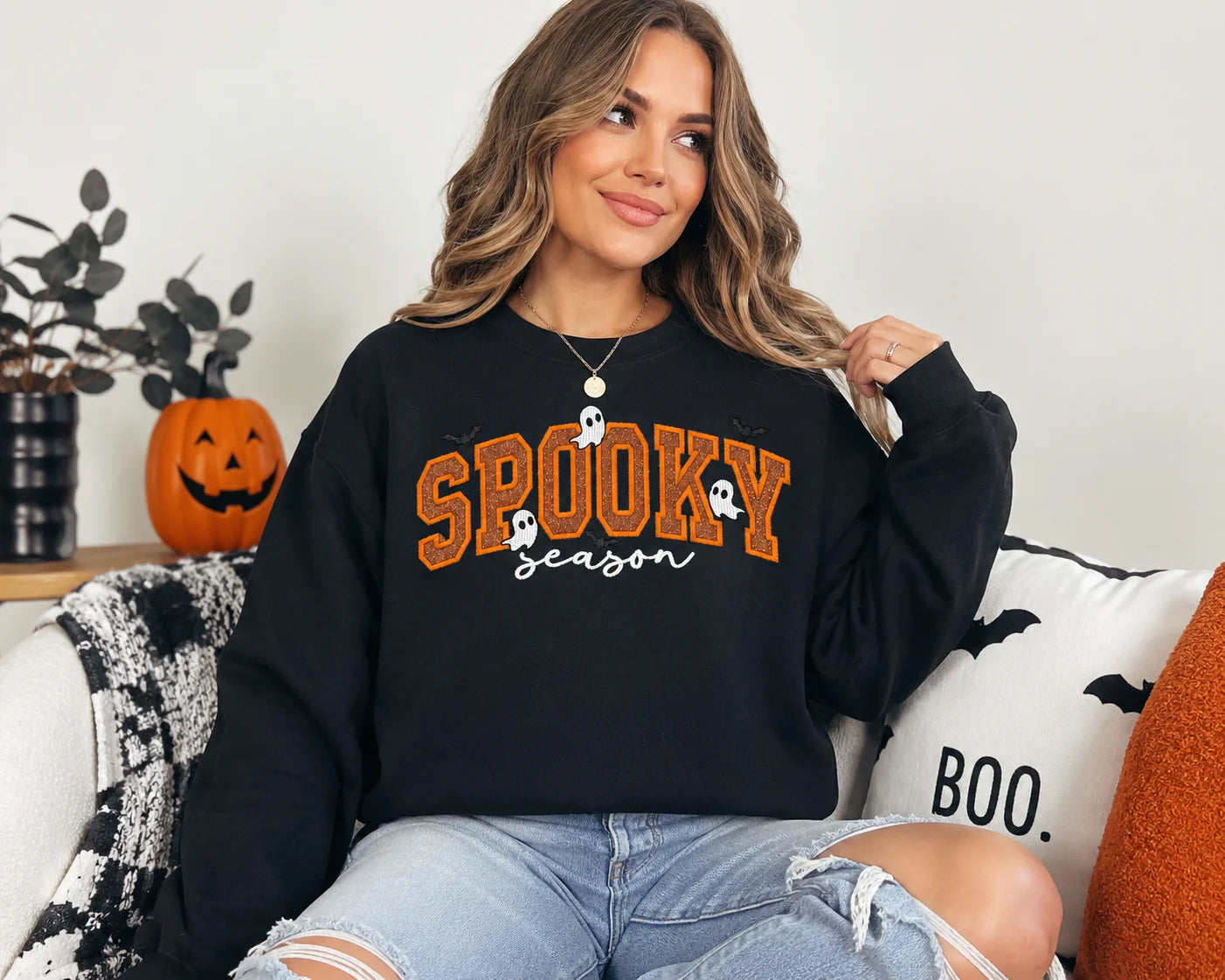 Spooky Season Glitter Appliqué Crewneck