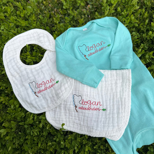Fishing Buddy Set Bib Burp Set