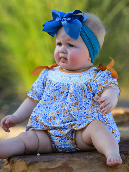 Fall Floral Smocked Bloomer Set