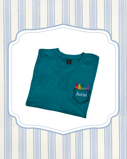 Crayon Faux Pocket Tee Back to School