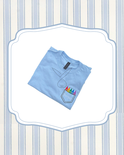 Crayon Faux Pocket Tee Back to School