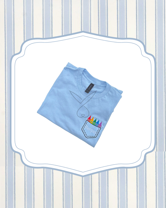 Crayon Faux Pocket Tee Back to School