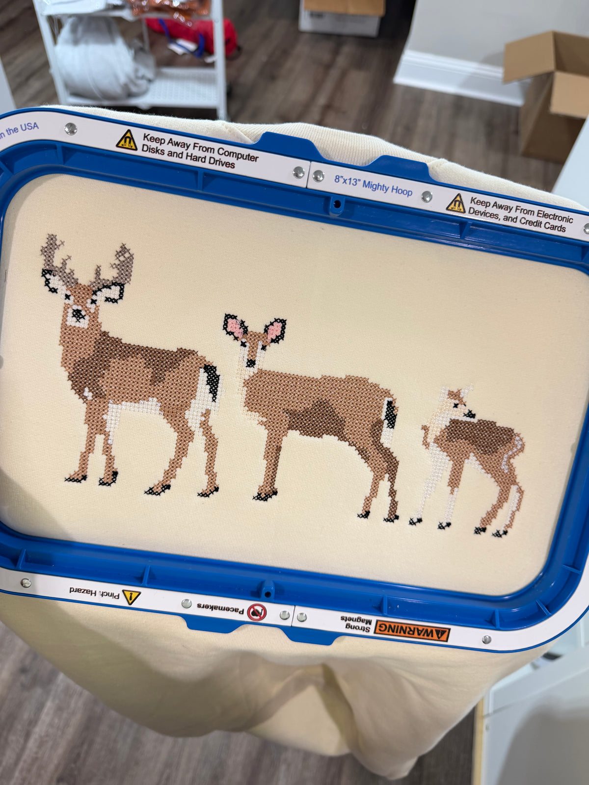 Cross Stitch Deer Trio
