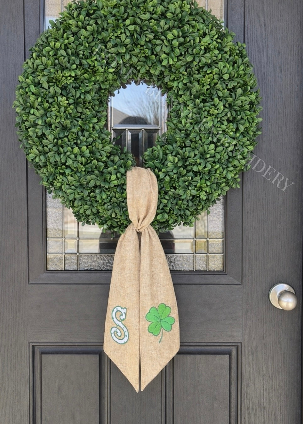 Lucky Day Shamrock Monogram Wreath Sash