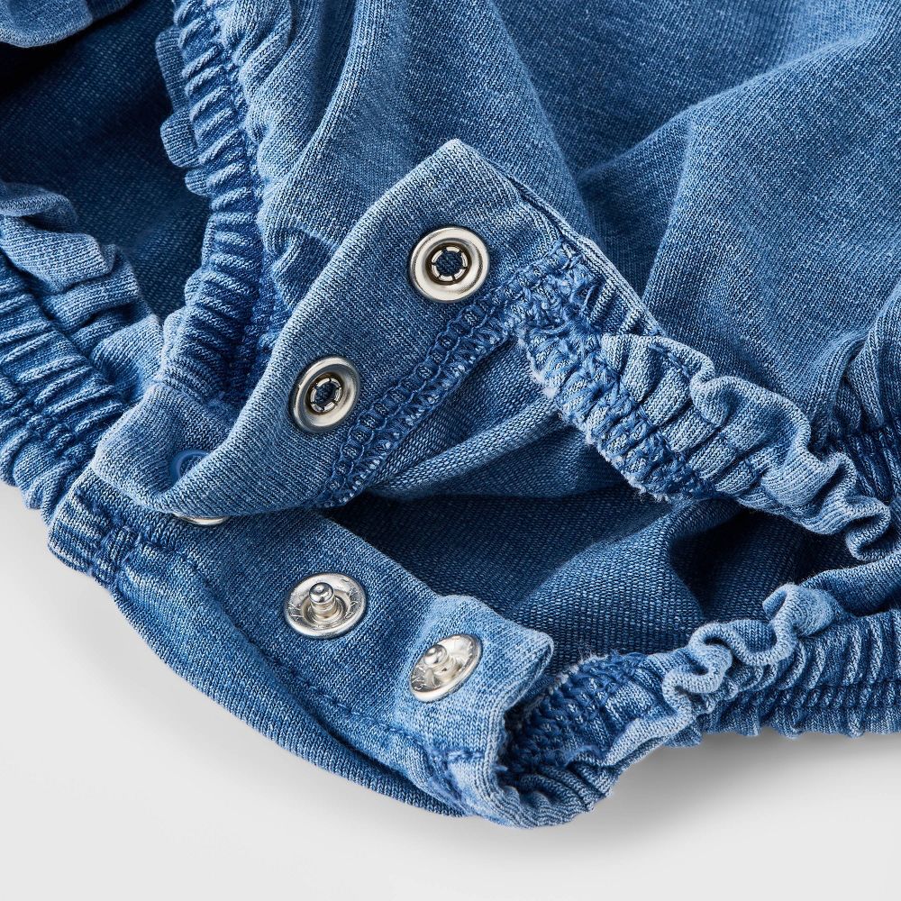 Floral Monogram Baby Denim Ruffle Romper