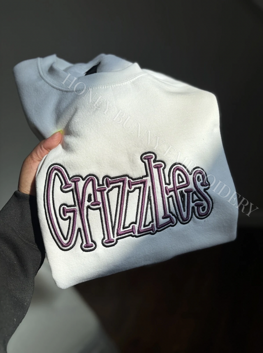 Paul kinder embroidered outline 3D puff embroidered school mascot spirit crewneck 