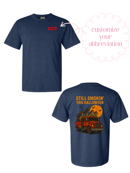 Still Smokin’ Firemen Tee | Halloween Skeleton