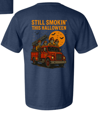Still Smokin’ Firemen Tee | Halloween Skeleton
