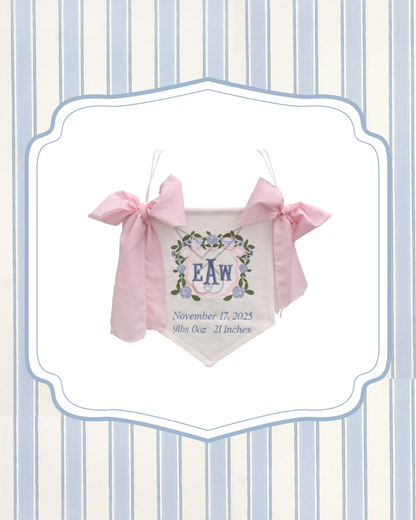Hydrangea Birth Crest Banner